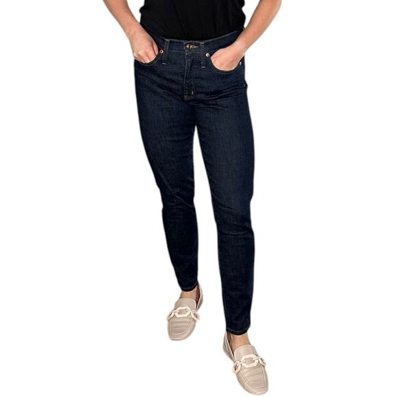 J CREW Dark Wash Denim Jeans 9" High Rise Toothpick Skinny Jeans Women's Size 28 - Picture 1 of 12